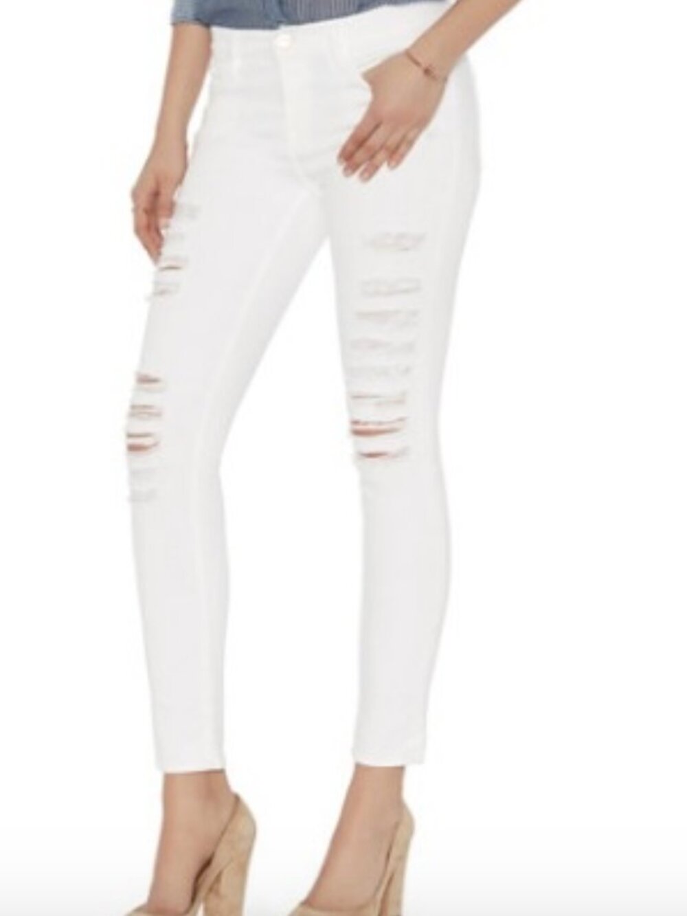 FRAME distressed white jeans